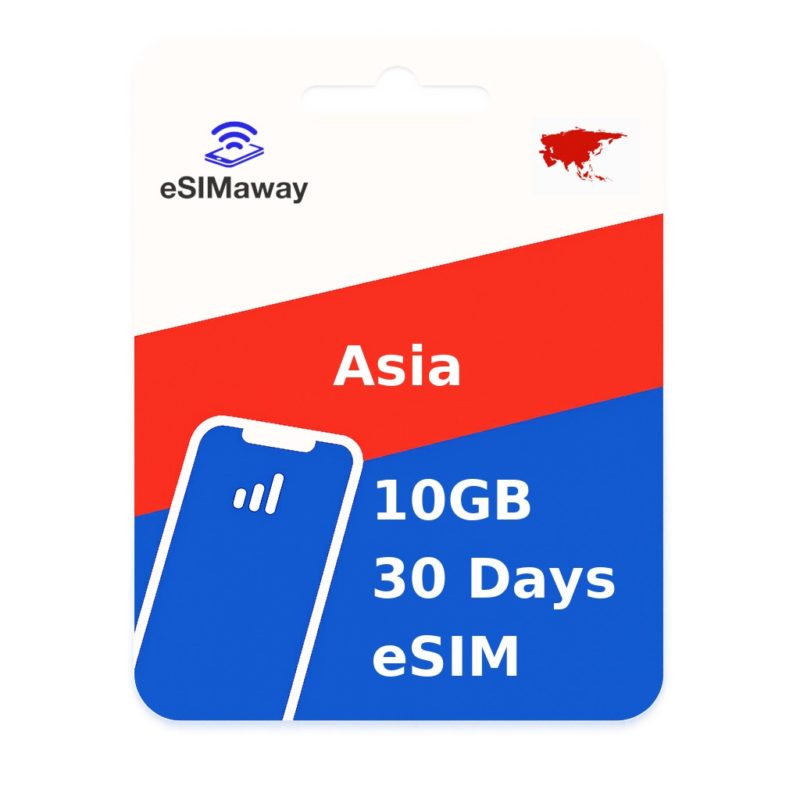 Asia eSIM (20 Areas) 10GB 30 Days