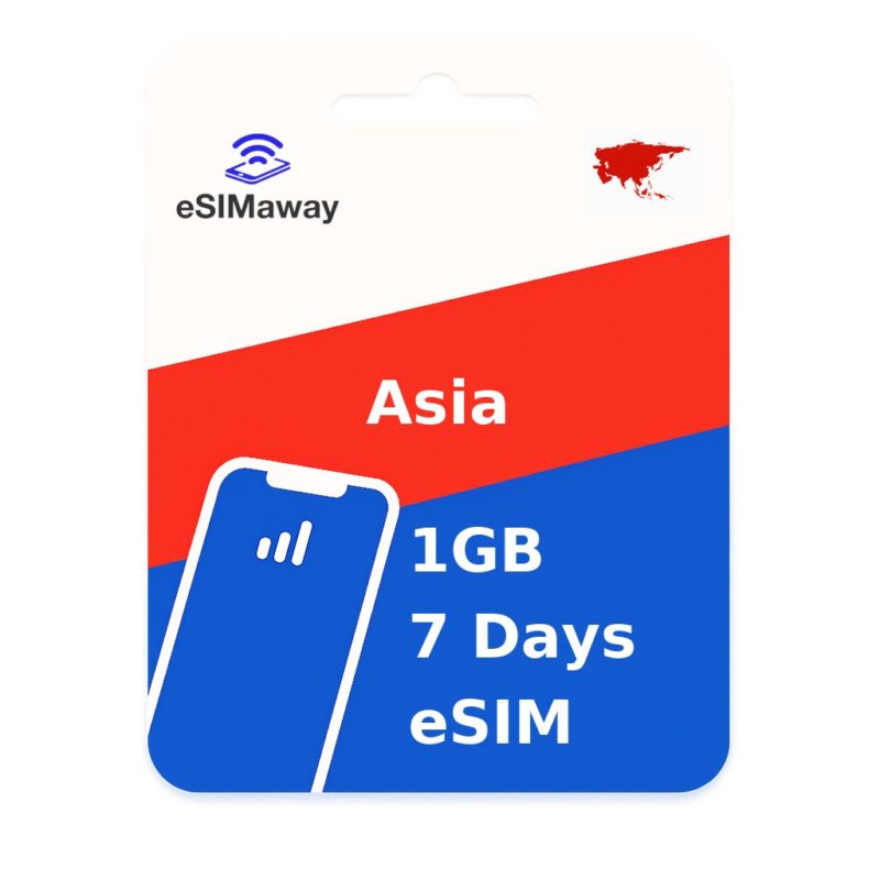 Asia eSIM (20 Areas) 1GB 7 Days