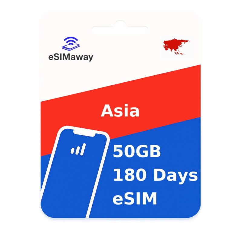 Asia eSIM (20 Areas) 50GB 180 Days
