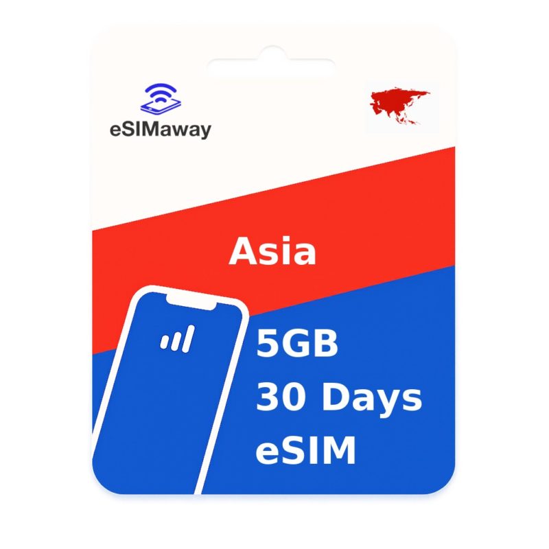 Asia eSIM (20 Areas) 5GB 30 Days