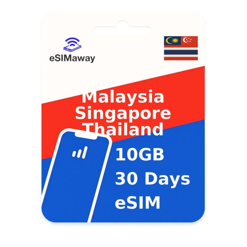 Malaysia & Singapore & Thailand eSIM 10GB 30 Days